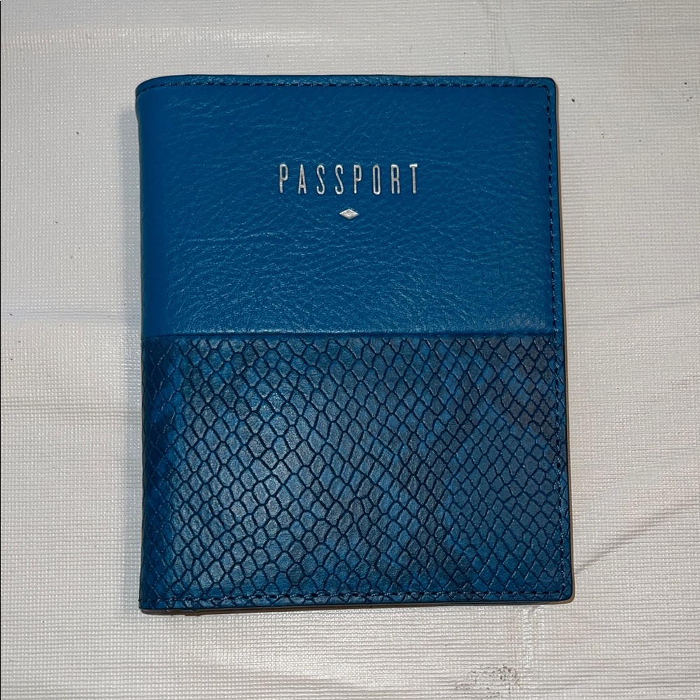 Blue Leather Passport Holder